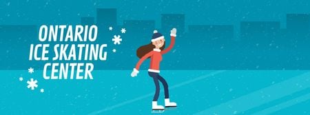 Woman skating on ice Facebook Video cover Design Template