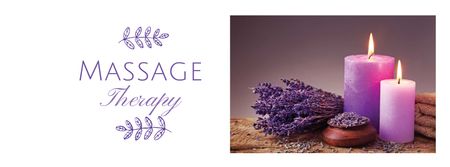 Ontwerpsjabloon van Facebook cover van Massage Therapy Services with Purple Candles