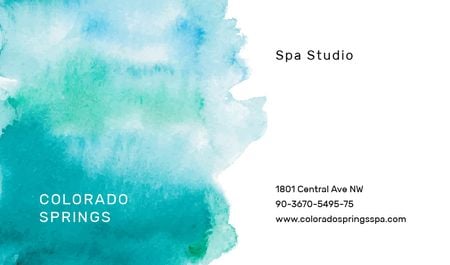 Watercolor Paint Blots in Blue Business card Design Template