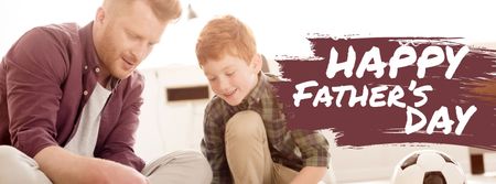 Ontwerpsjabloon van Facebook cover van Father's Day Greeting Dad Playing with Son