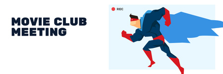 Plantilla de diseño de Movie Club Meeting Man in Superhero Costume Twitter 