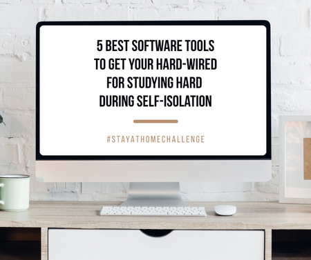 Template di design Software tools guide on Screen for #StayAtHomeChallenge Facebook