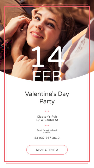 Designvorlage Valentine's Day Party Annoucement with Loving Couple für Instagram Story