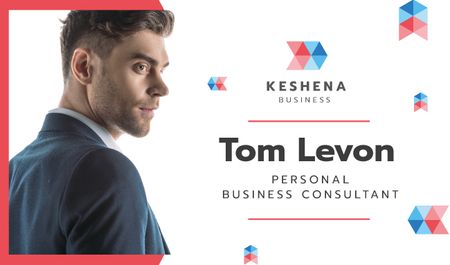 Business Consultant Contacts with Confident Businessman Business card tervezősablon