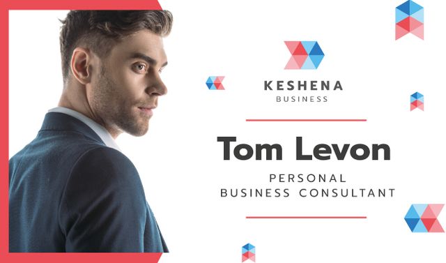 Business Consultant Contacts with Confident Businessman Business card Šablona návrhu