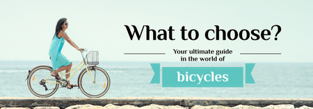 Bicycles Guide Woman Cycling on the Bank Tumblr Šablona návrhu