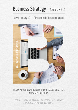 Business lecture in Educational Center Poster Design Template