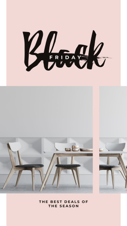 Black Friday Sale Stylish dining room interior Instagram Story Design Template