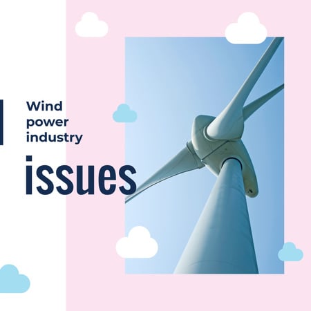 Wind turbine against blue sky Instagram Design Template