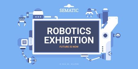 Ontwerpsjabloon van Image van Robotics Exhibition Ad Automated Production Line