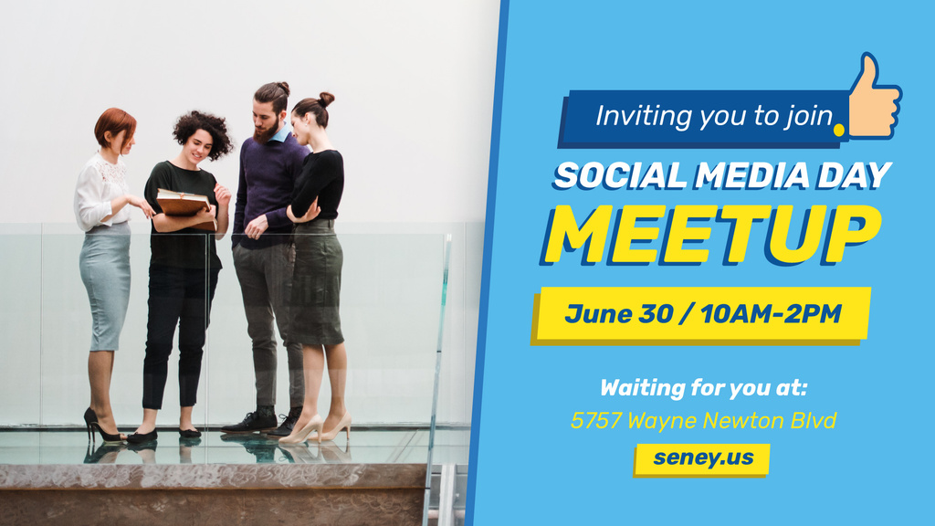 Ontwerpsjabloon van FB event cover van Social Media Day Meetup Colleagues Team