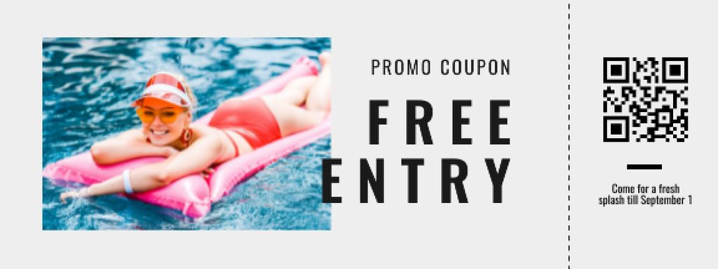 Plantilla de diseño de Swimming Pool free entry Coupon 