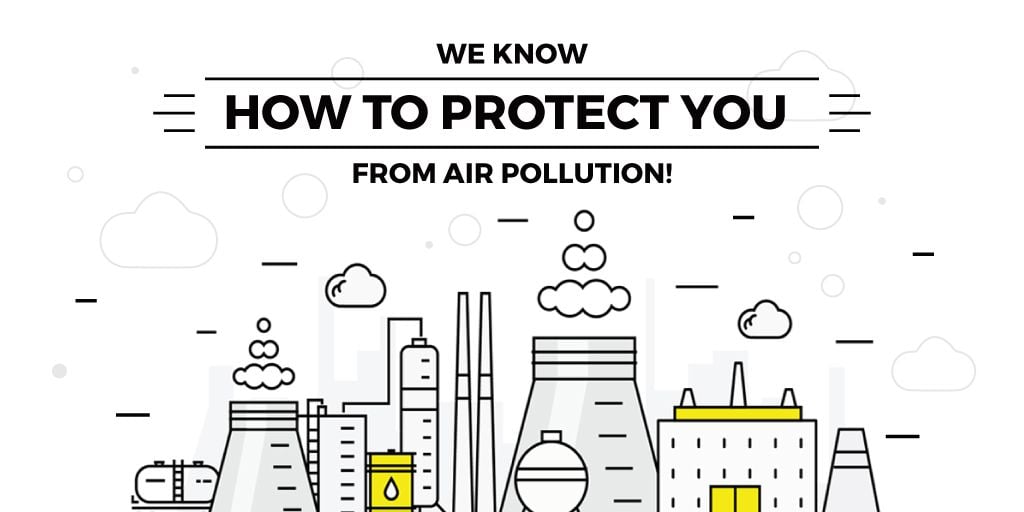 Air pollution concept with Industry Farms Twitter Design Template