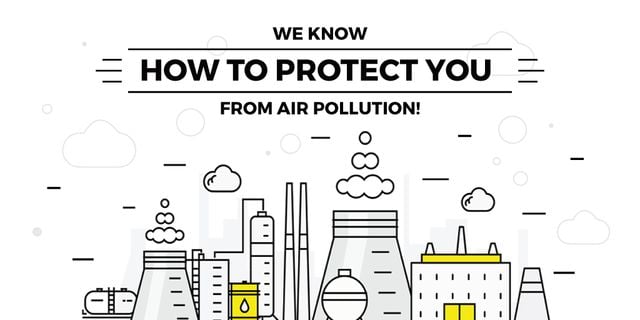 Air pollution concept with Industry Farms Twitter Design Template