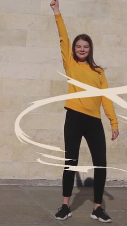 Cheerful young Girl dancing TikTok Video tervezősablon