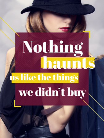 Shopping quote Stylish Woman in Hat Poster US Modelo de Design