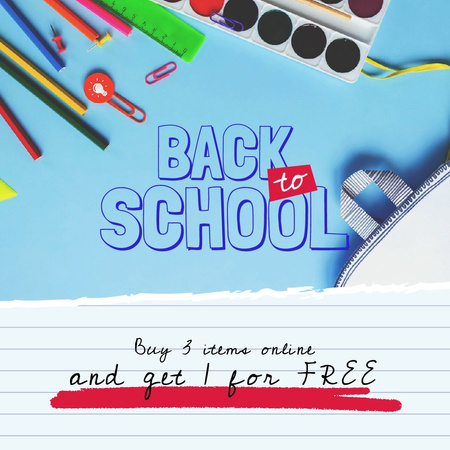 Back to School with School Stationery in Backpack Animated Post Modelo de Design