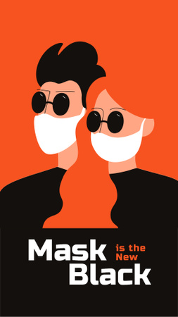 Couple in medical masks during Quarantine Instagram Story Modelo de Design