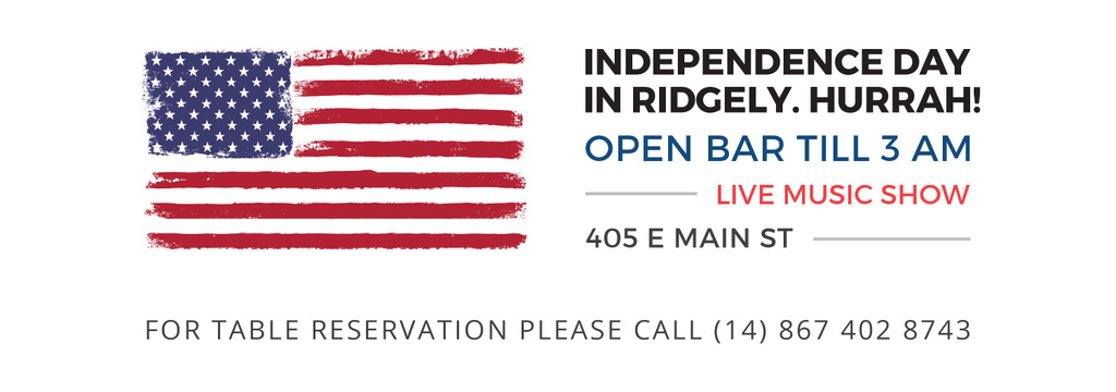 Designvorlage Independence Day Invitation USA Flag on White für Tumblr