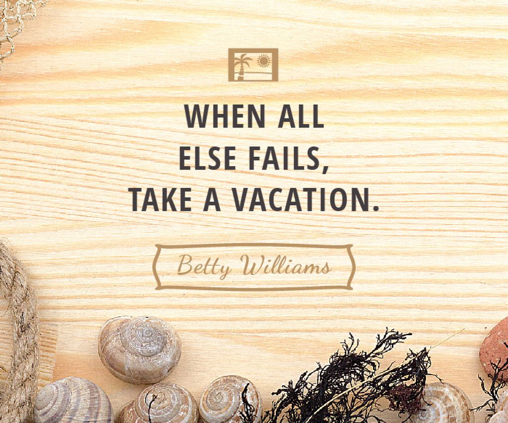 Modèle de visuel Vacation Inspiration Shells on Wooden Board - Large Rectangle