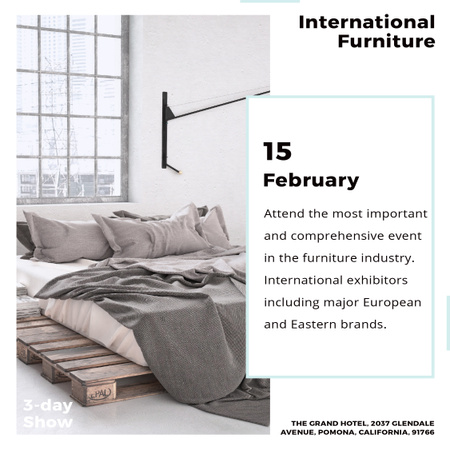 Furniture Show Bedroom in Grey Color Instagram AD tervezősablon