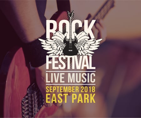 Ícone da guitarra do convite do festival de rock Facebook Modelo de Design