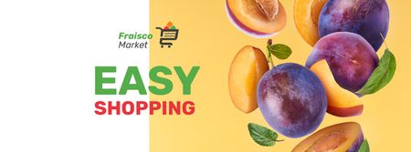 Grocery Sale fresh raw Plums Facebook cover Design Template