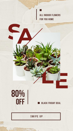 Sale Ad Decorative flowers in pots Instagram Story Design Template
