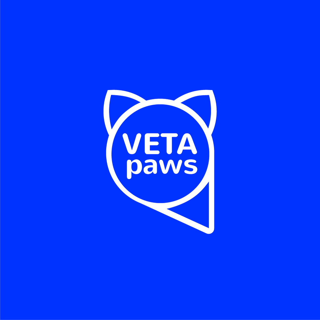Vet Clinic Pet with Head Silhouette in Blue Logo – шаблон для дизайна