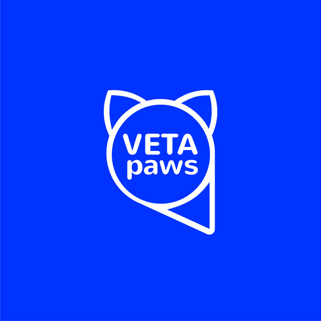 Vet Clinic Pet with Head Silhouette in Blue Logo Design Template