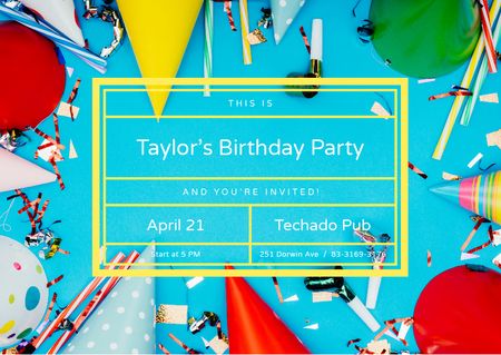 Platilla de diseño Birthday Party Invitation Celebration Attributes Card