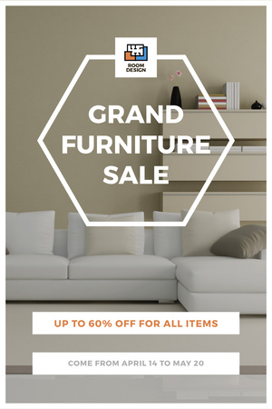 Furniture Offer with Cozy Interior in Light Colors Pinterest tervezősablon