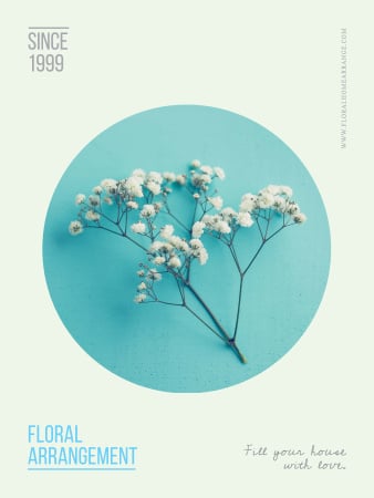 Designvorlage Floral arrangement services with Flower in blue für Poster US