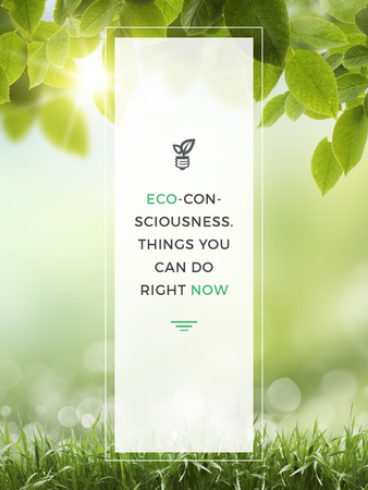 Eco Quote Light Bulb with Leaves Poster US Šablona návrhu