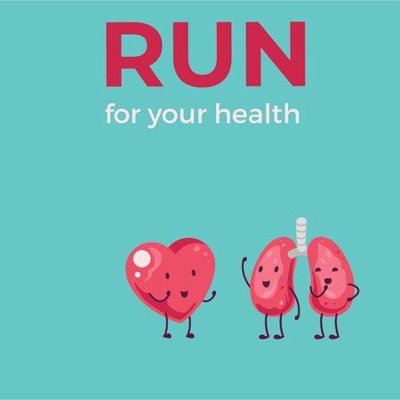 Cigarette chasing lungs and heart characters Animated Post Design Template