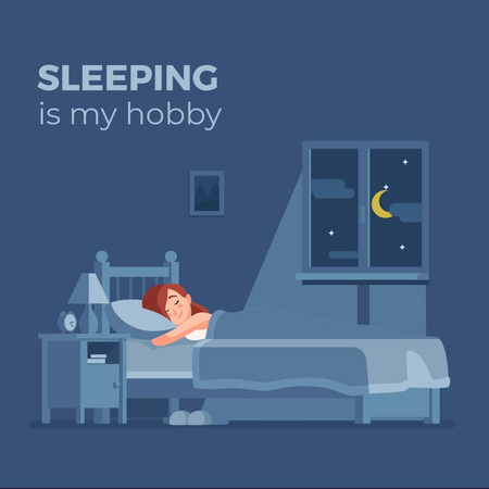 Girl sleeping day and night Animated Post Design Template