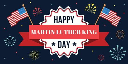 Plantilla de diseño de Felicitaciones por el día de Martin Luther King con fuegos artificiales Twitter 
