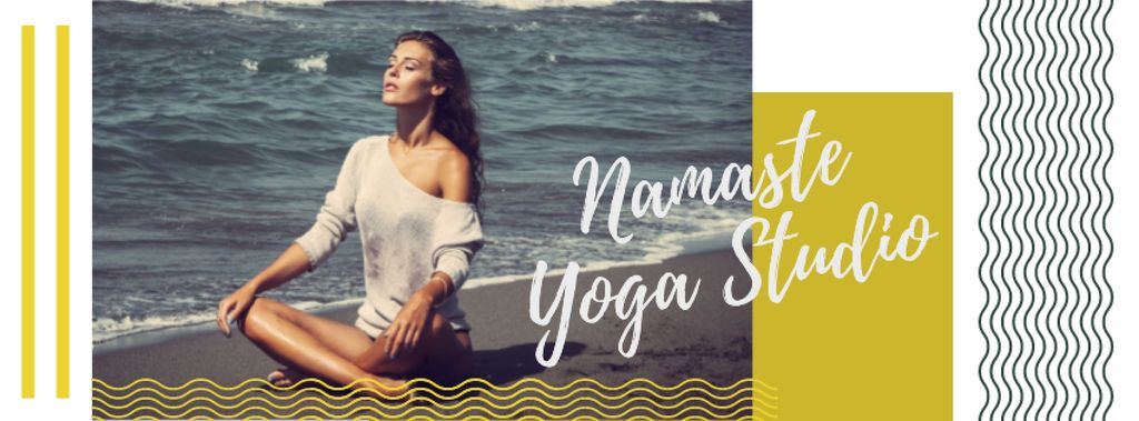 Modèle de visuel Woman practicing Yoga by the sea - Facebook cover