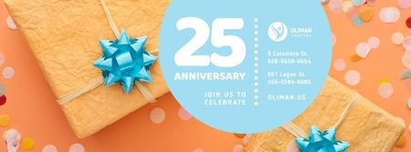 Platilla de diseño Anniversary Greeting Gifts and Confetti in Orange Facebook cover