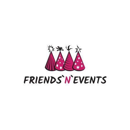 Event Agency Ad with Birthday Caps in Pink Logo Design Template