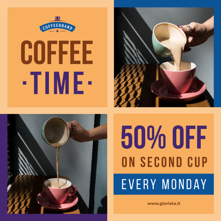 Pouring coffee in cup Instagram Modelo de Design