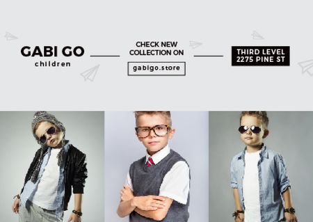 Сhildren clothing store with Stylish Kids Postcard Design Template