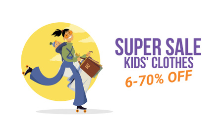 Clothes Sale Mother with Baby Shopping on Roller Skates Full HD video Design Template