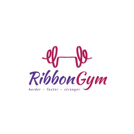 Gym Promotion with Barbell Icon Logoデザインテンプレート