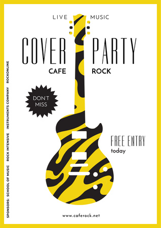 Advertisement for party with Guitar silhouette Poster Design Template