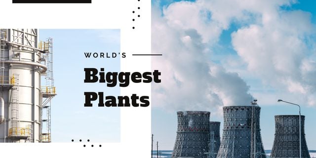 Plantilla de diseño de Industrial plant with chimneys Image 