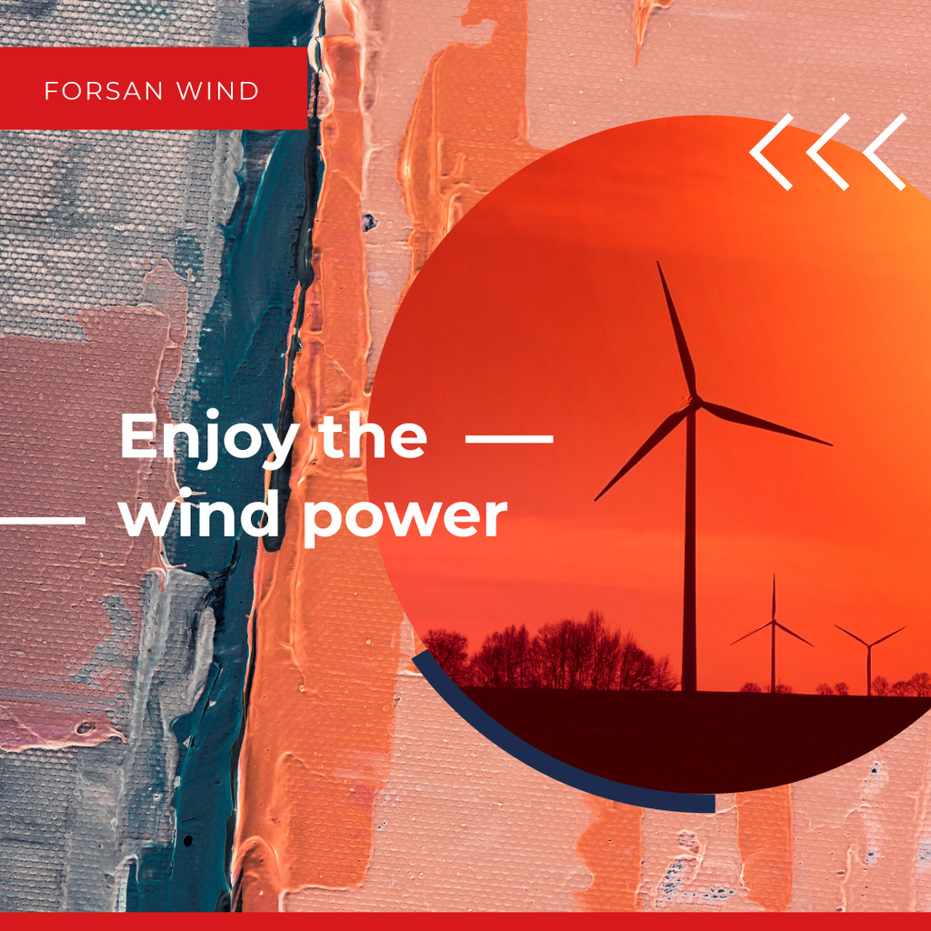 Designvorlage Wind Turbines Farm in Red für Instagram AD
