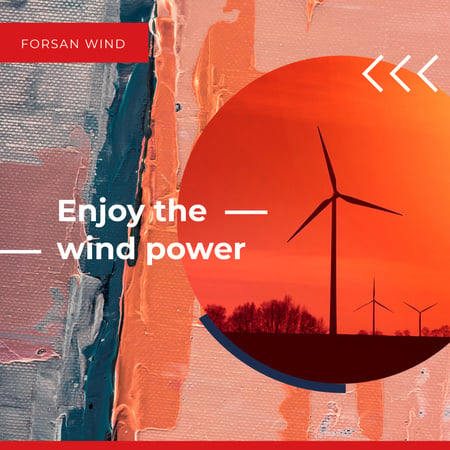 Wind Turbines Farm in Red Instagram AD tervezősablon