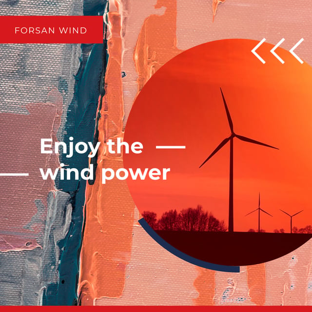Ontwerpsjabloon van Instagram AD van Wind Turbines Farm in Red