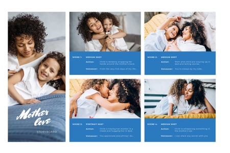 Happy Mother and Daughter with Curls Storyboard Design Template